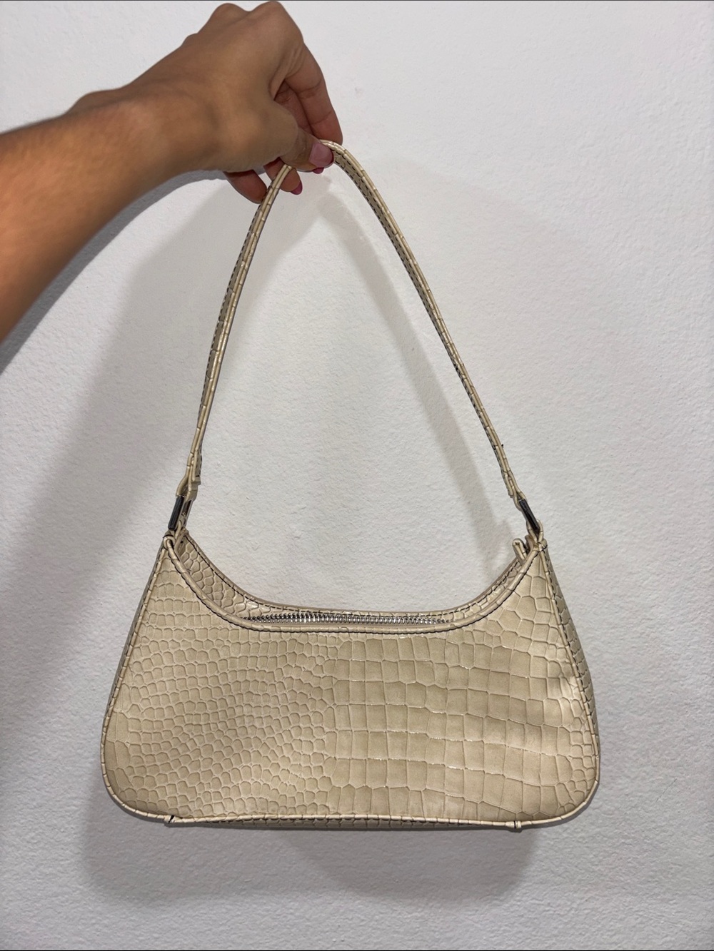 Urban Outfitters Croc-Embossed Cream Shoulder Bag